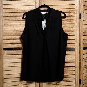 NWT Calvin Klein Split Neck Sleeveless Blouse - L